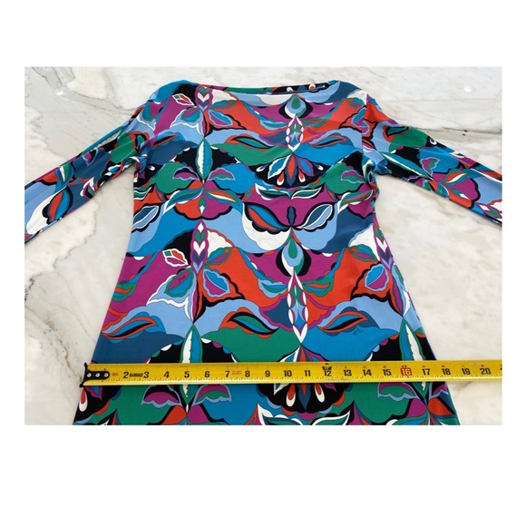 EMILIO PUCCI BLUE MULTI PRINT DRESS SIZE US 12 / IT 46 NWOTS! - Picture 10 of 16